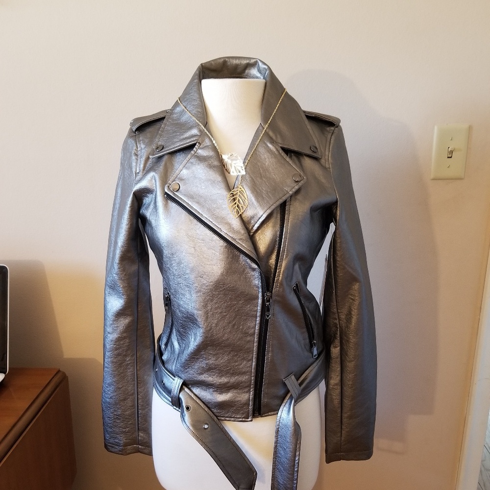 Fall Faux Leather Jacket, Motorcycle Jacket Top